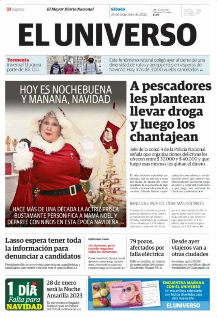 Portada de El Universo - Ecuador (Ecuador)