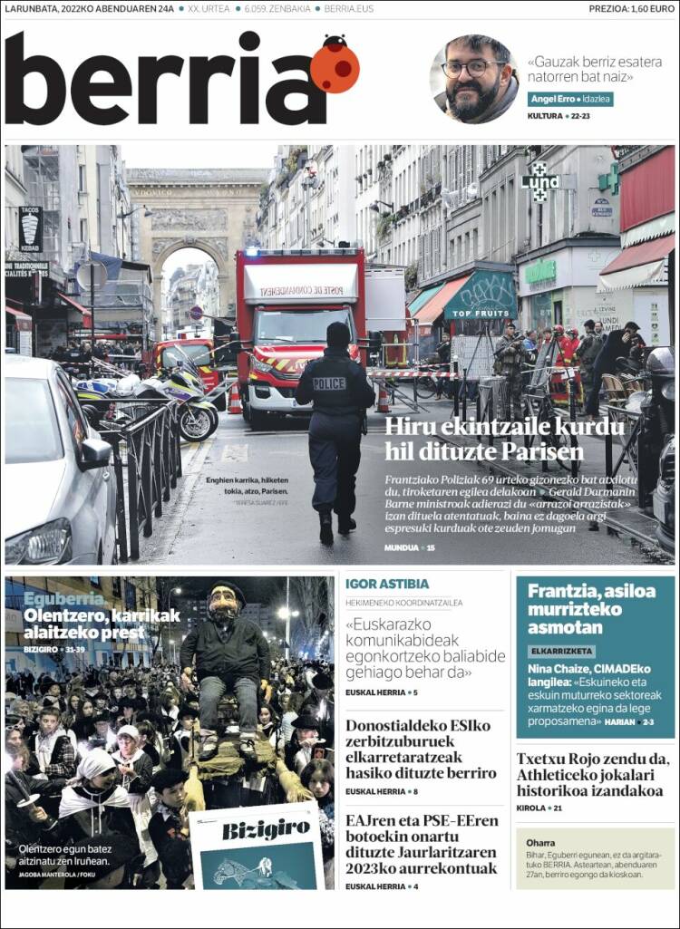Portada de Berria (Espa&ntilde;a)