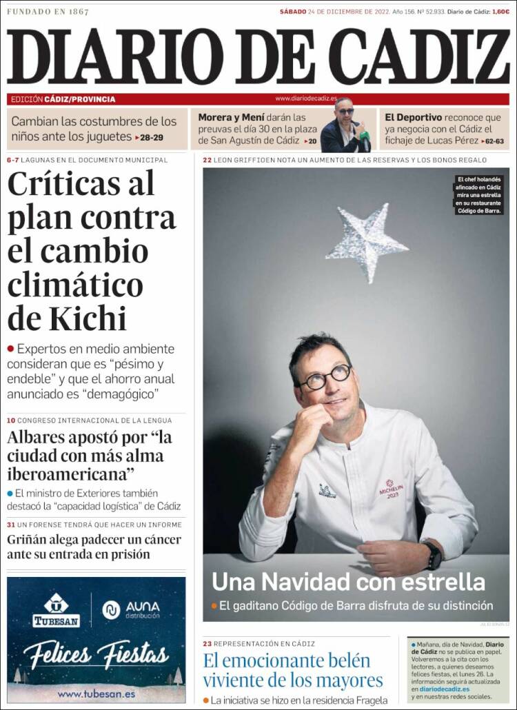 Portada de Diario de Cádiz (Espa&ntilde;a)