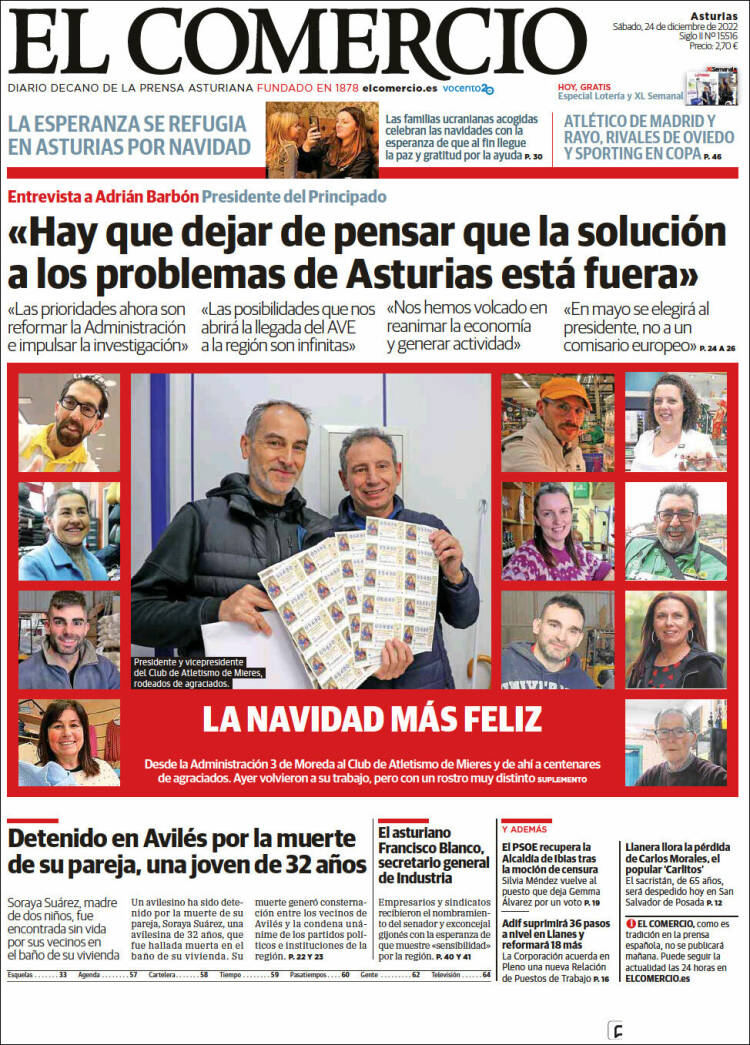 Portada de El Comercio (Espa&ntilde;a)