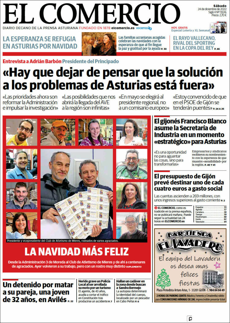 Portada de El Comercio - Gijón (Espa&ntilde;a)