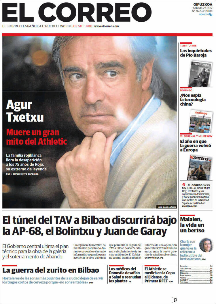 Portada de El Correo - Guipuzcoa (Espa&ntilde;a)