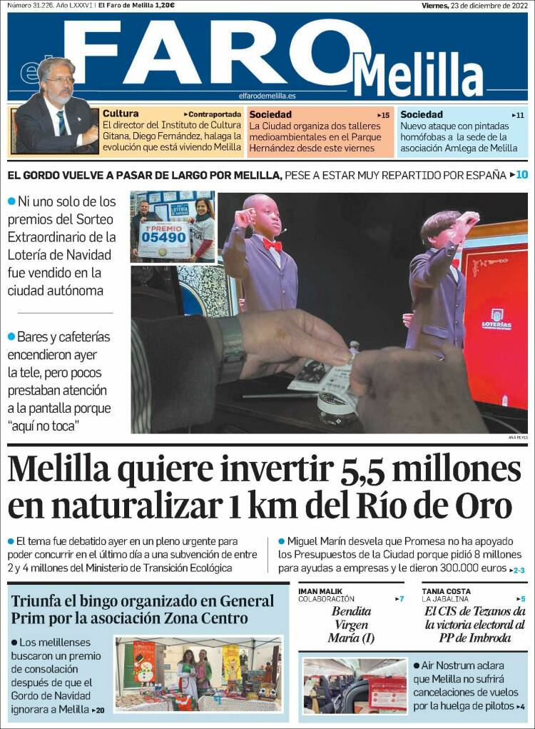 Portada de El Faro de Melilla (Espa&ntilde;a)
