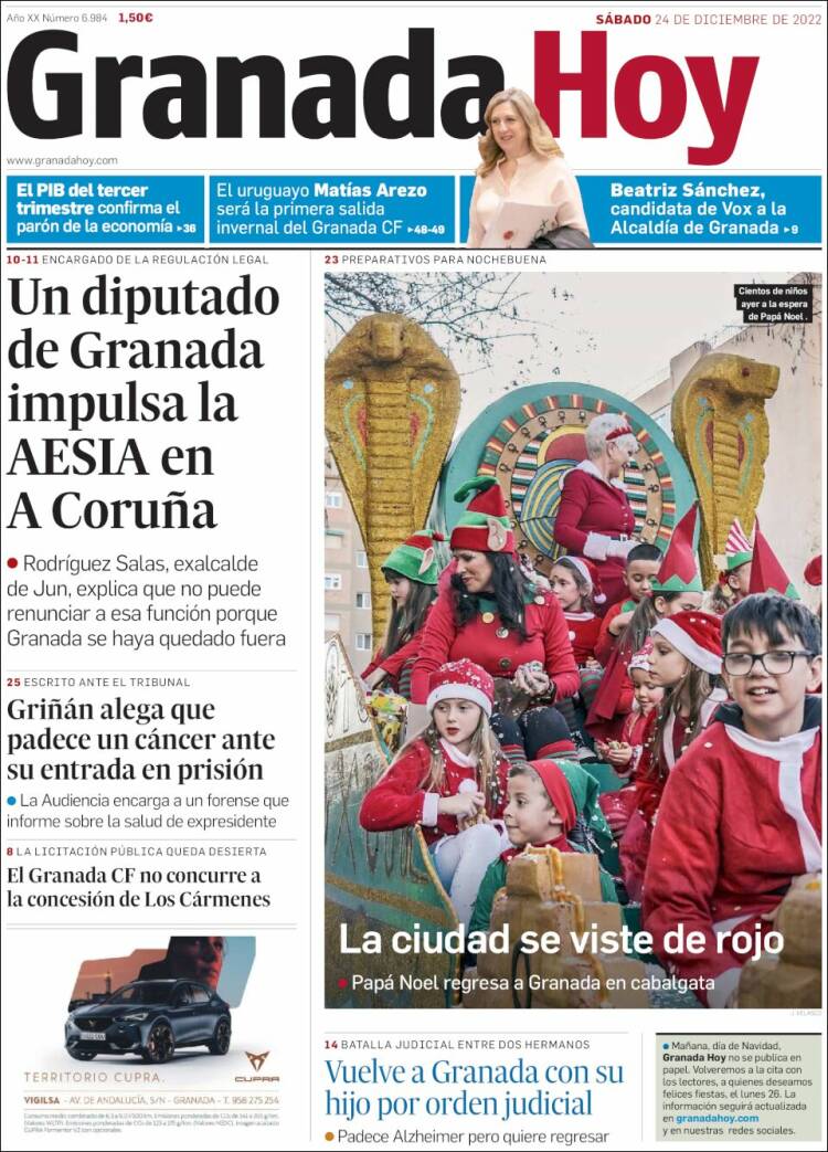 Portada de Granada Hoy (Espa&ntilde;a)