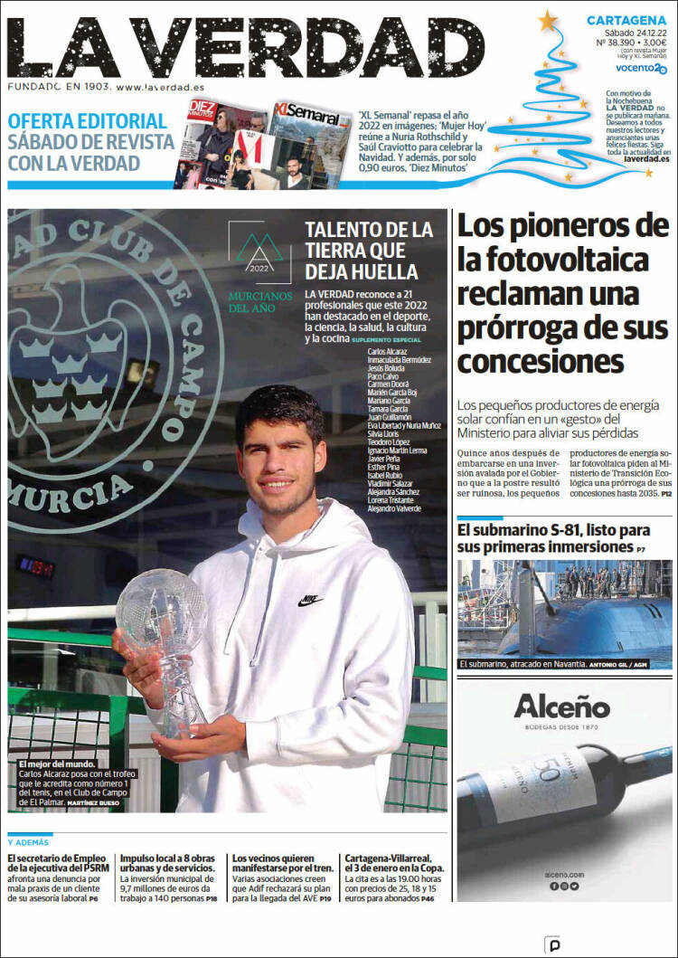 Portada de La Verdad de Cartagena (Espa&ntilde;a)