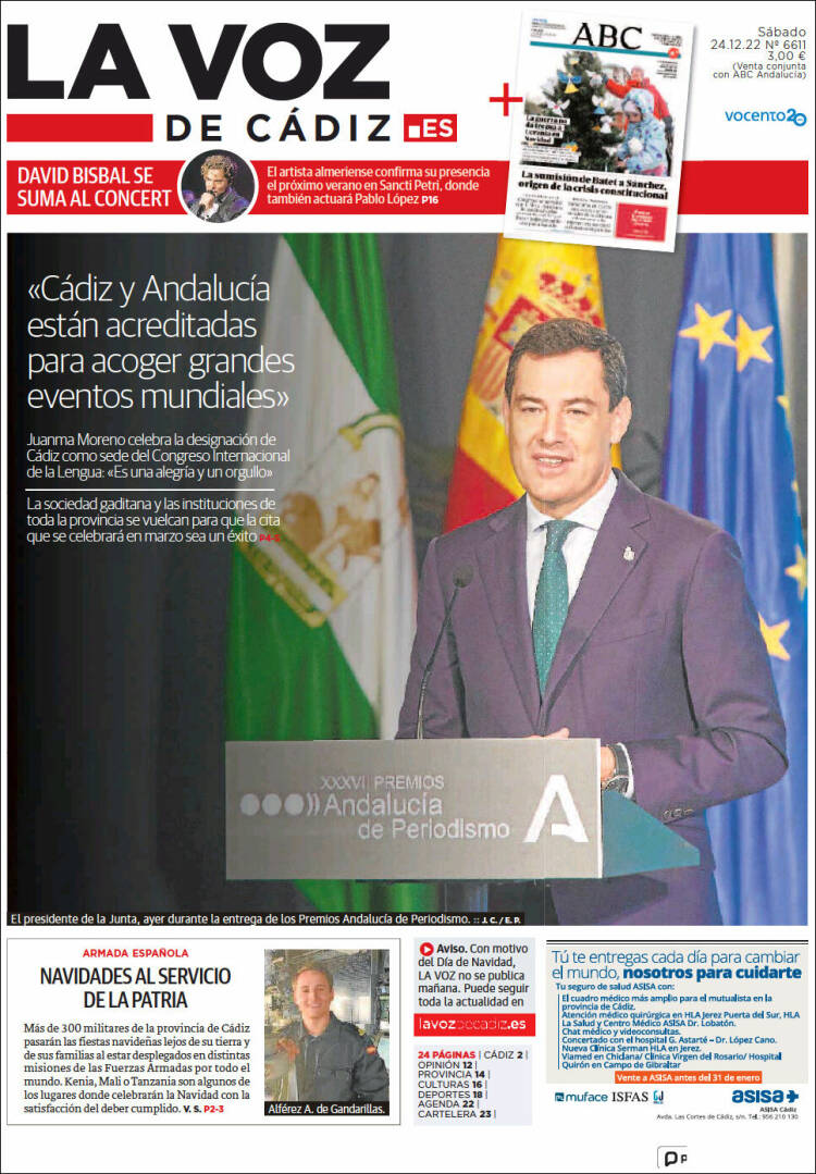 Portada de La Voz de Cádiz (Espa&ntilde;a)