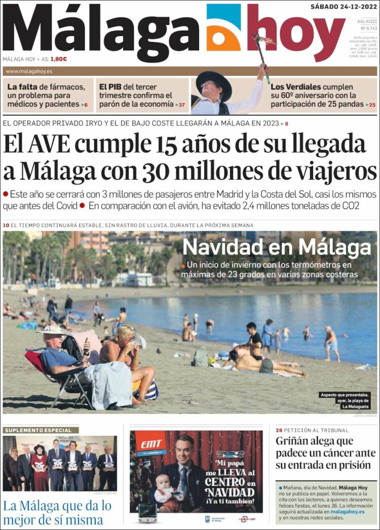 Portada de Málaga Hoy (Espa&ntilde;a)
