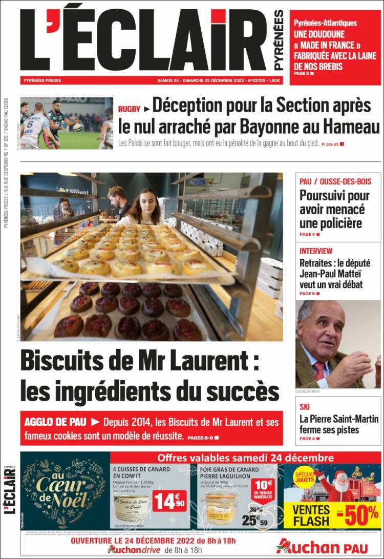 Portada de L'Eclair des Pyrénées (France)