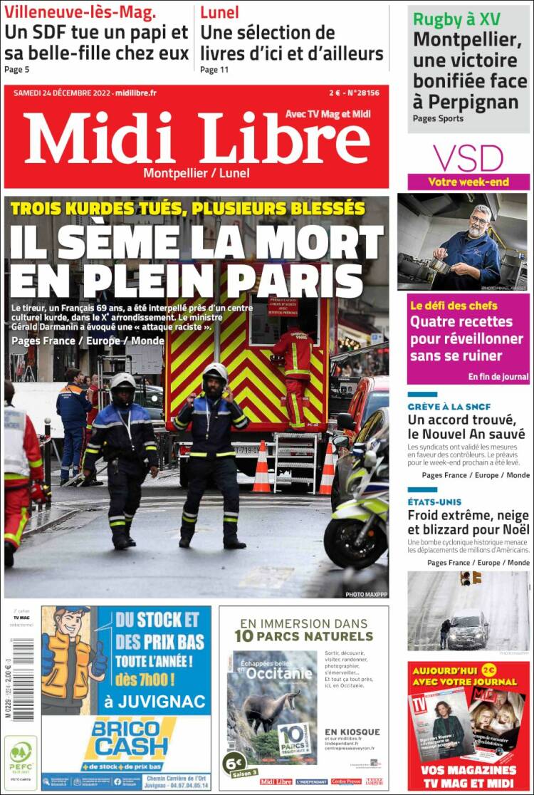 Newspaper Midi Libre (France). Newspapers in France. Saturday's edition ...