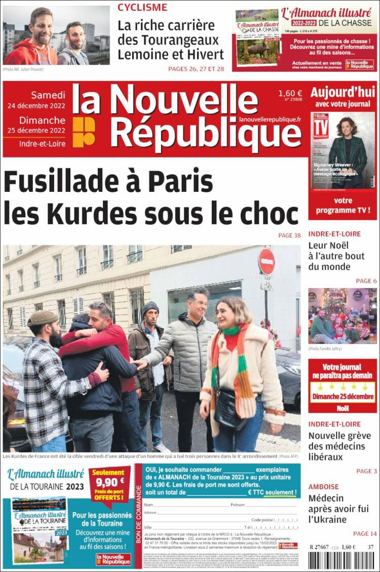 Portada de La Nouvelle Republique (France)