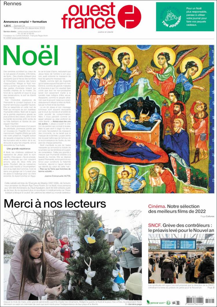 Portada de Ouest France (France)