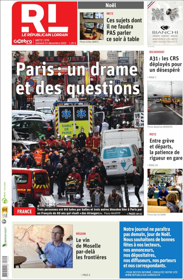 Portada de Le Republicain Lorrain (France)