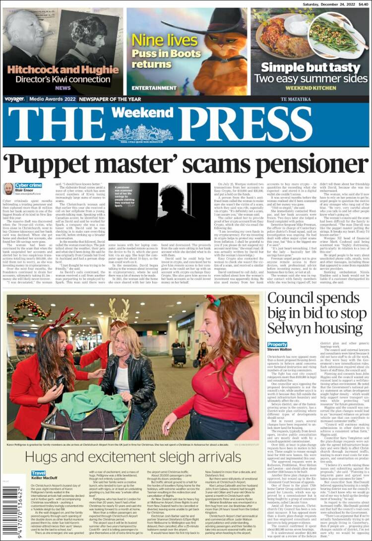 Portada de The Press (Nueva Zelanda)