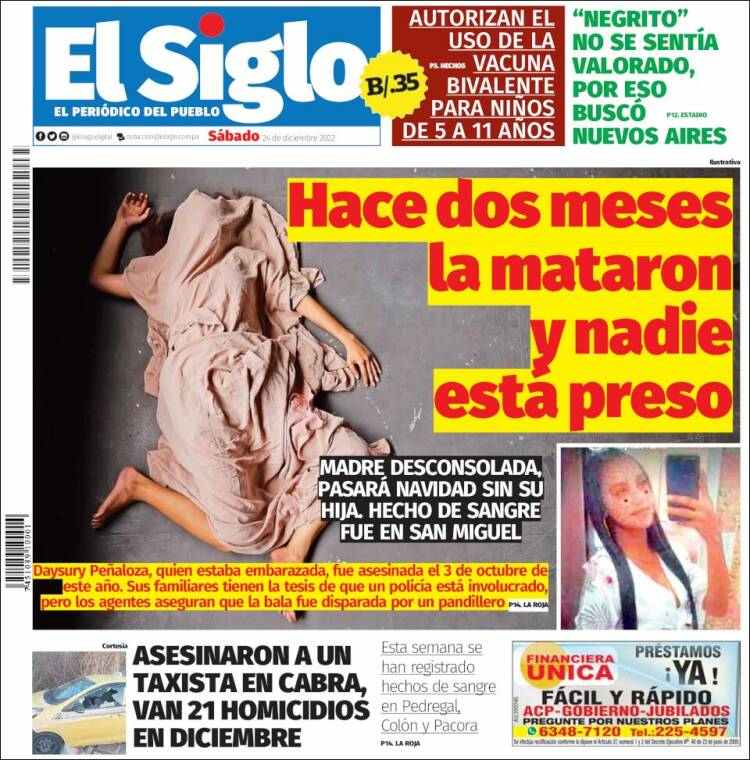 Portada de El Siglo (Panama)