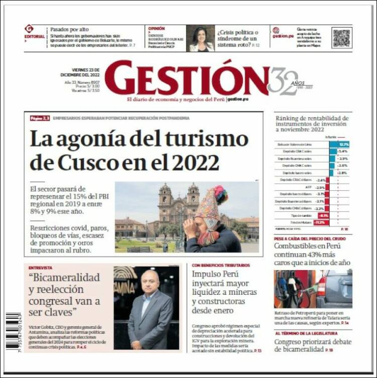 Portada de Diario Gestión (Per&uacute;)