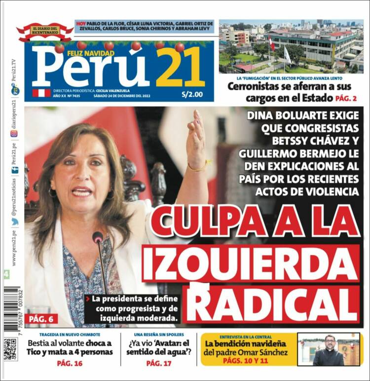 Portada de Perú 21 (Per&uacute;)