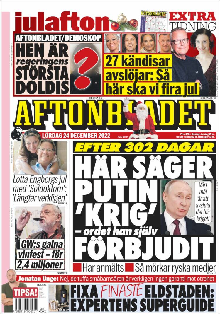 Portada de Aftonbladet (Suecia)