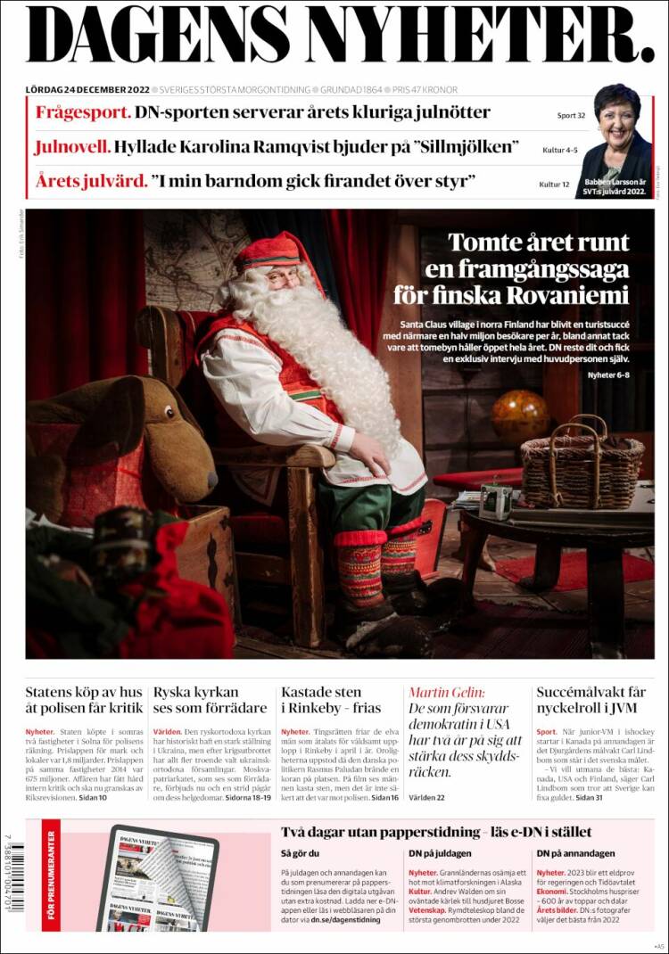 Portada de Dagens Nyheter (Suecia)
