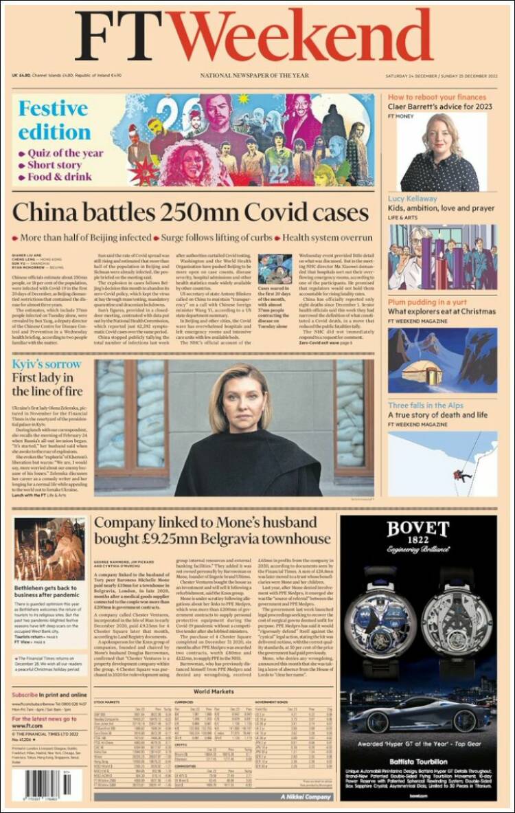 Portada de Financial Times (Reino Unido)