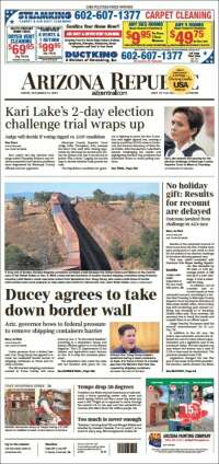 Portada de Arizona Republic News (USA)