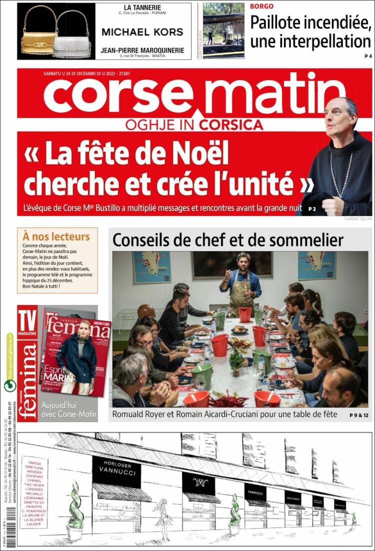 Portada de Corse-Matin (Francia)