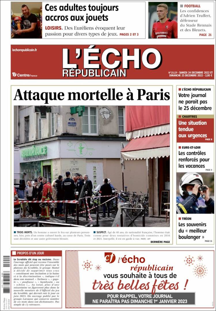 Portada de L'Echo Républicain (Francia)