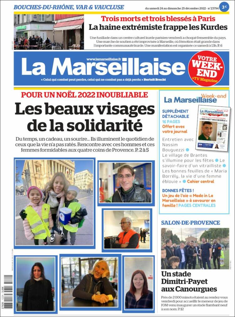 Portada de La Marseillaise (Francia)