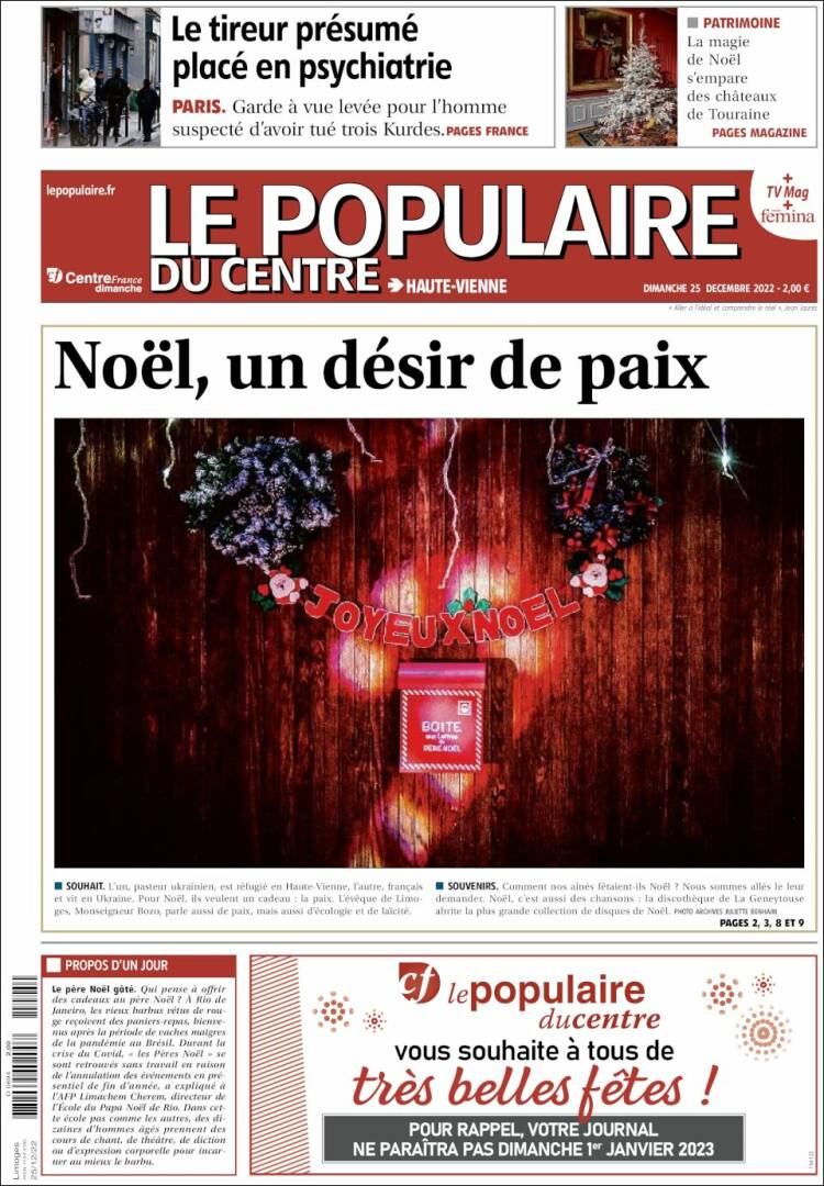 Portada de Le Populaire du Centre (Francia)