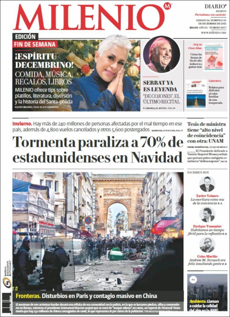 Portada de Milenio - Jalisco (México)