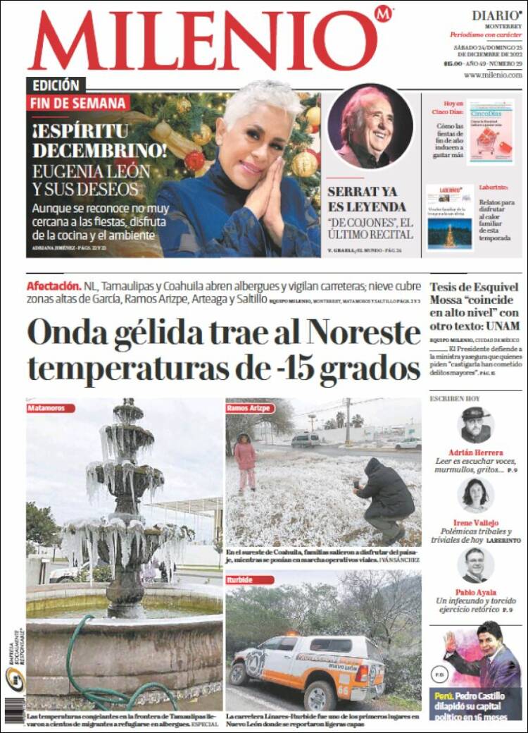 Portada de Milenio de Monterrey (Mexico)