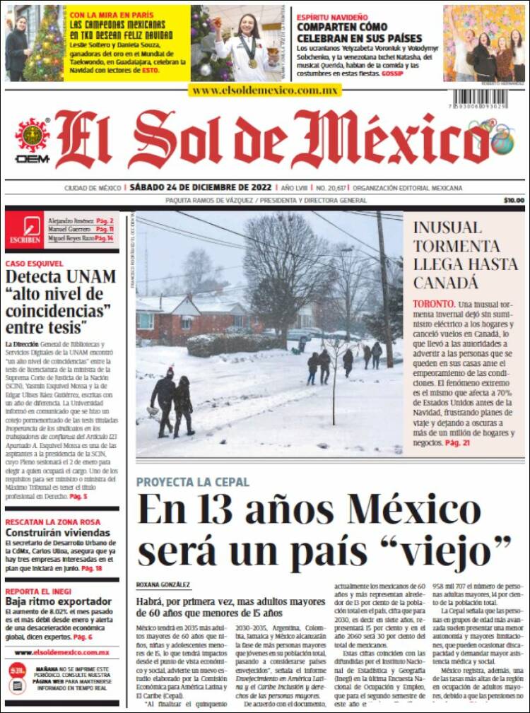 Portada de El Sol de México (Mexico)