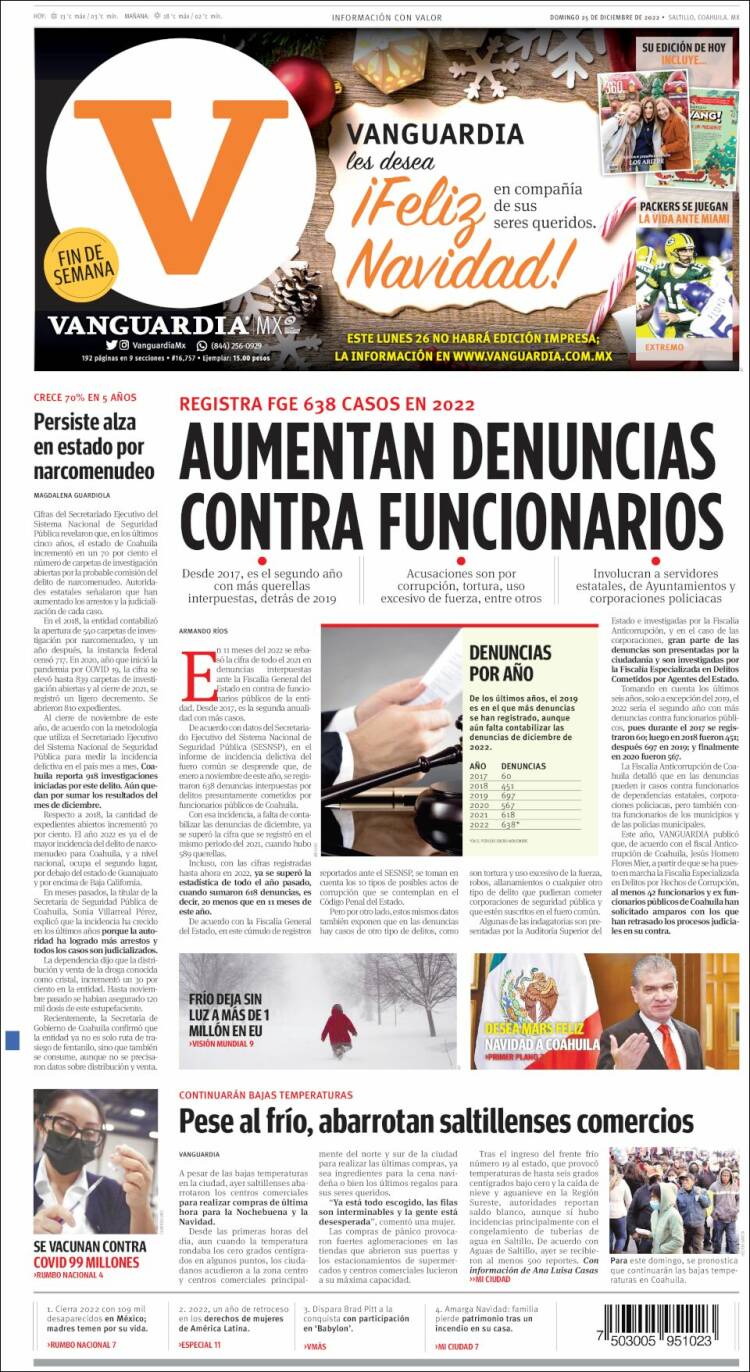 Portada de Vanguardia (Mexico)