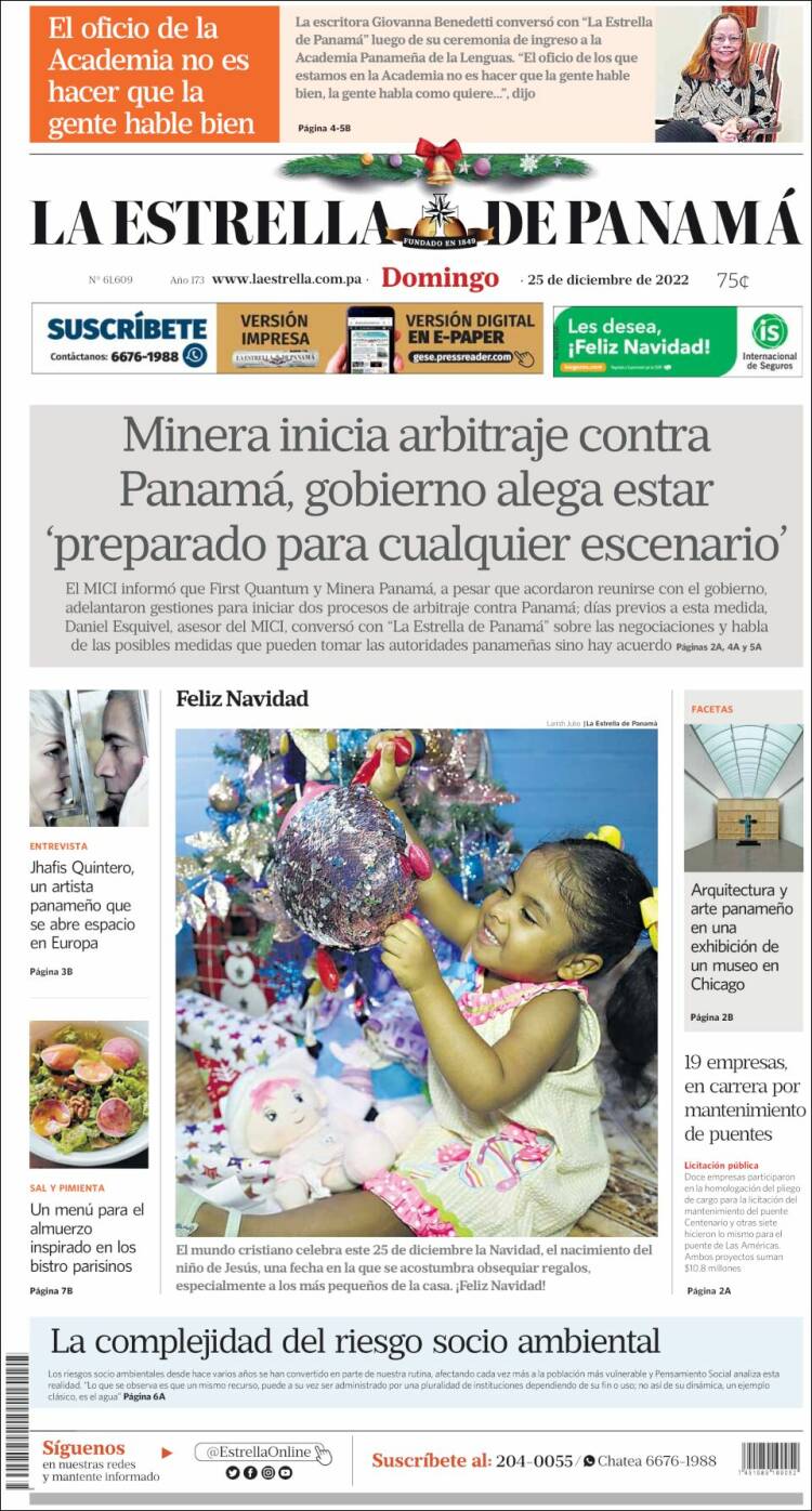 Portada de La Estrella de Panamá (Panam&aacute;)