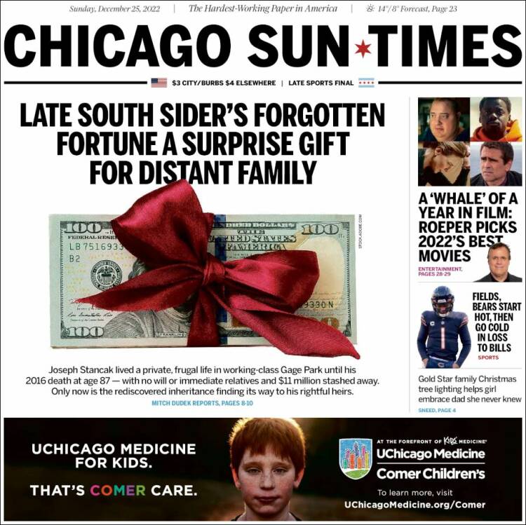 Portada de Chicago Sun-Times (USA)