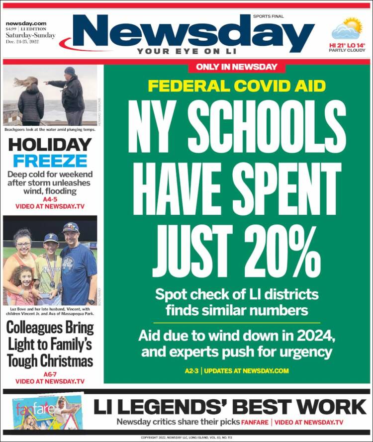 Portada de Newsday (USA)