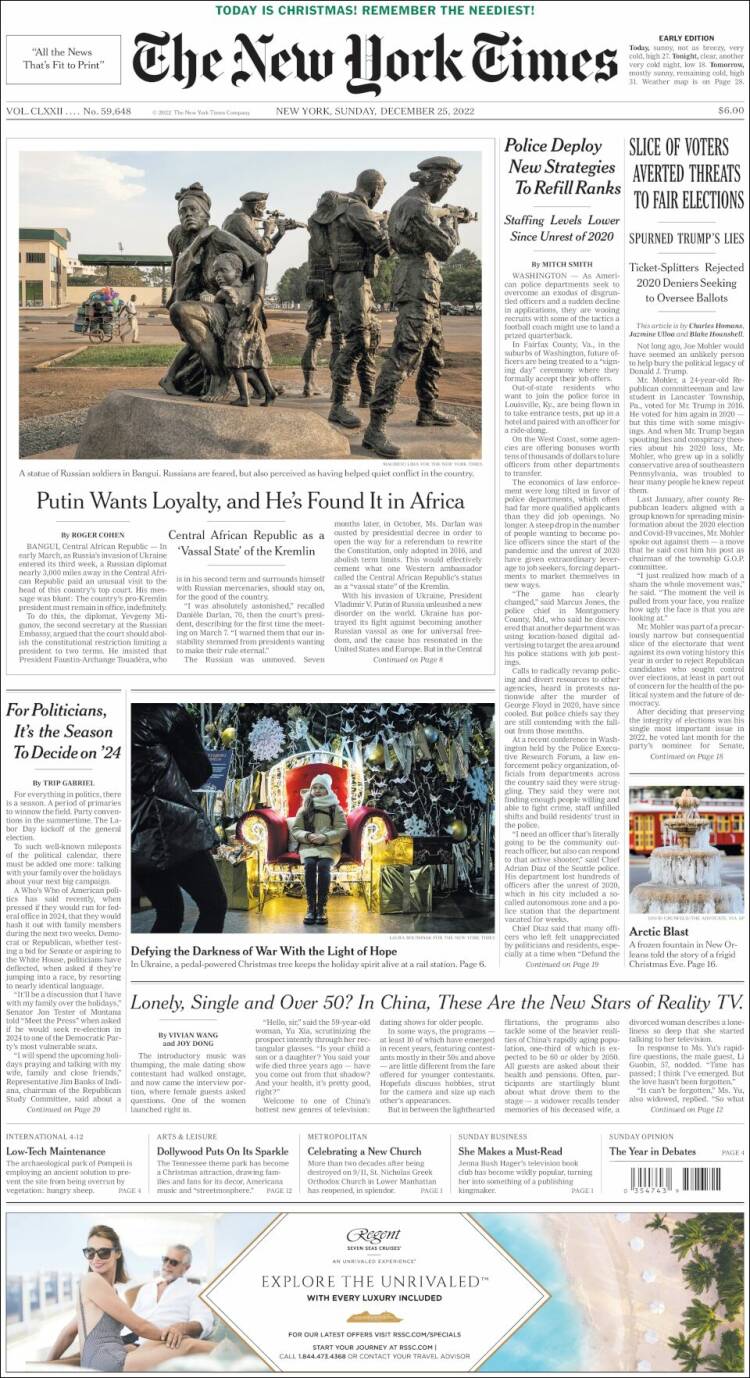 Portada de New York Times (USA)