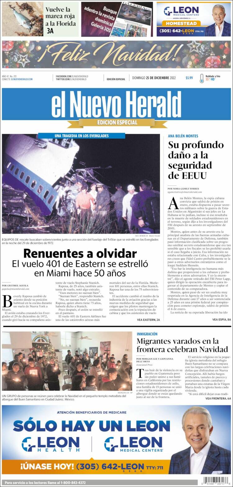 Portada de El Nuevo Herald (USA)