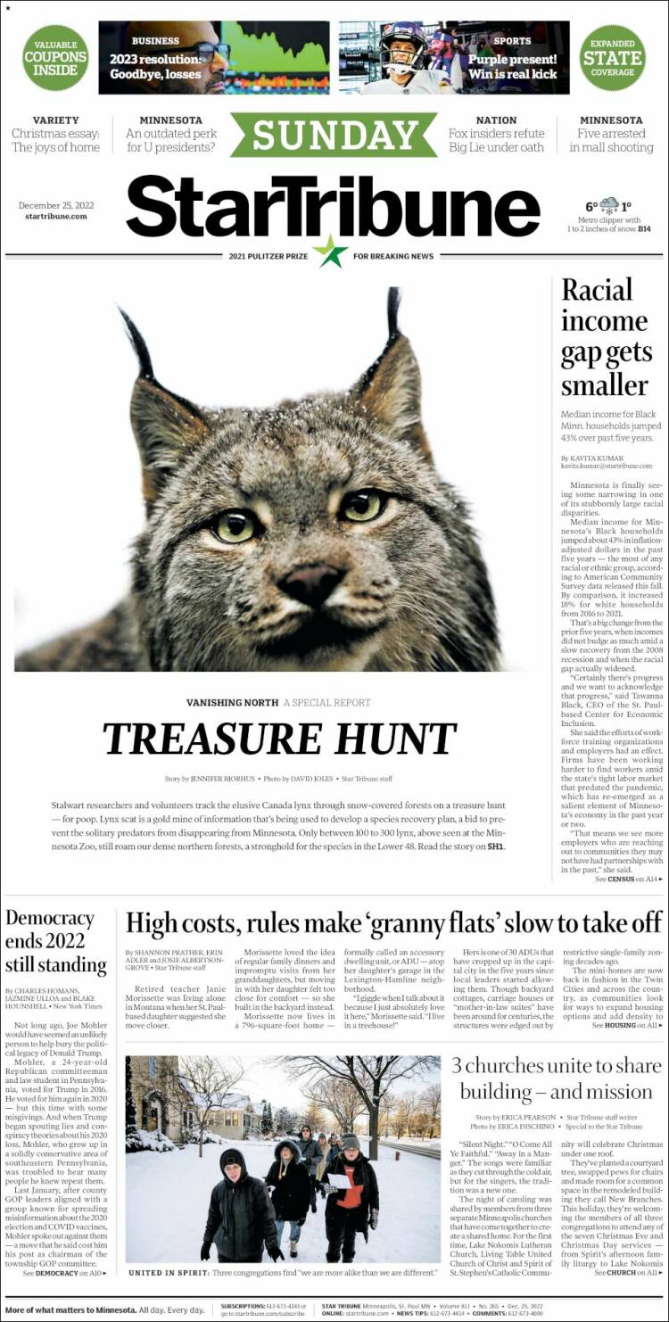 Portada de Star Tribune (USA)