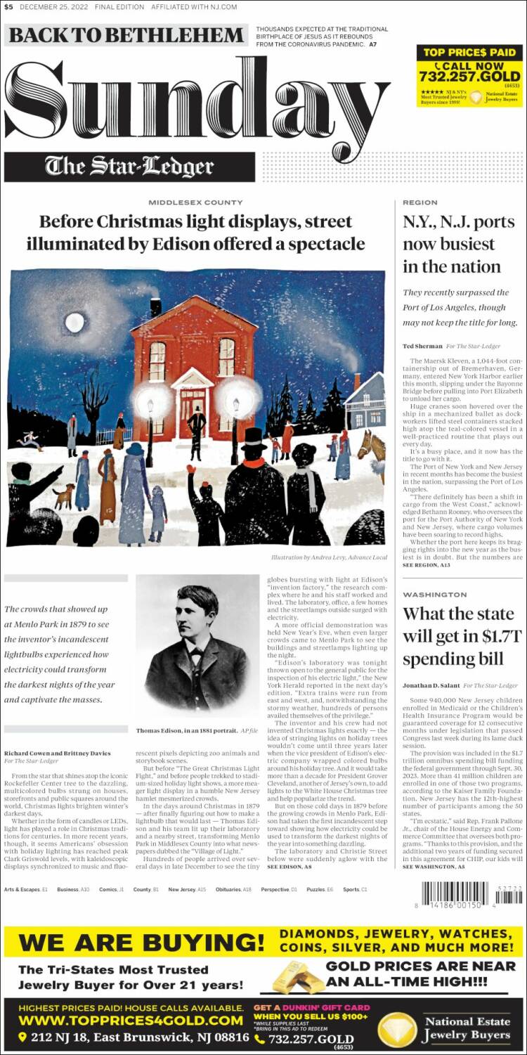 Portada de Star-Ledger (USA)