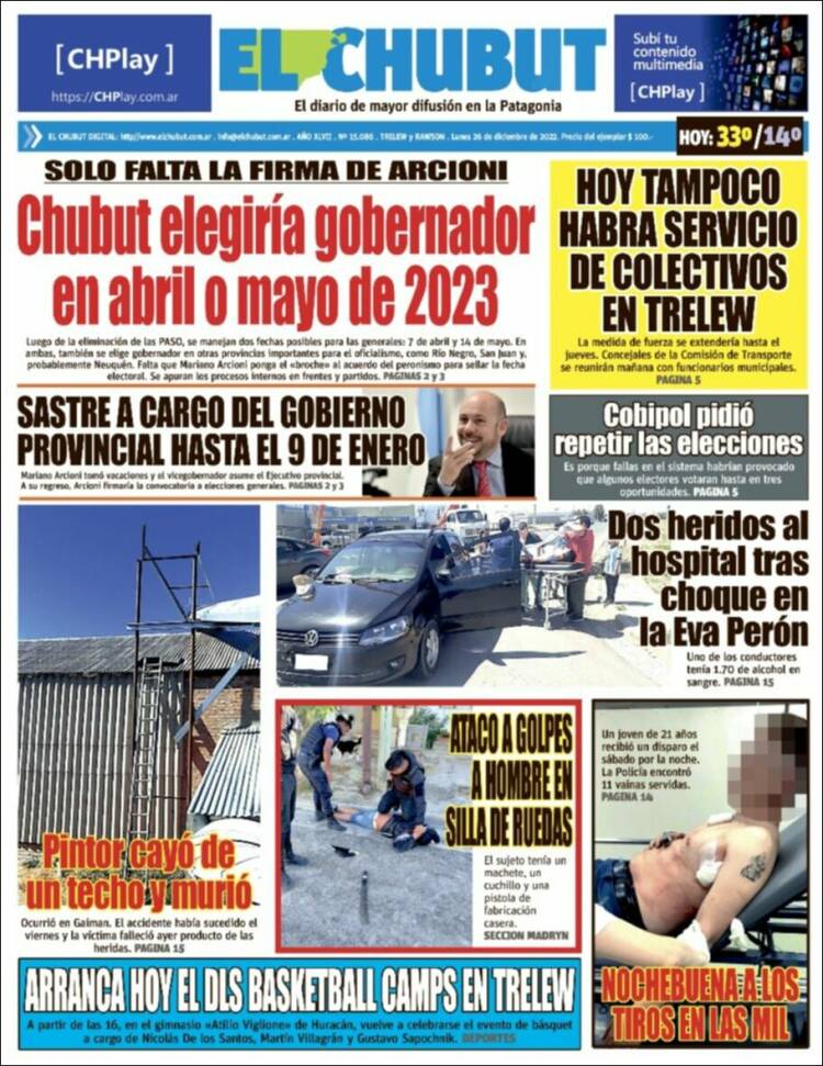 Portada de El Chubut (Argentina)