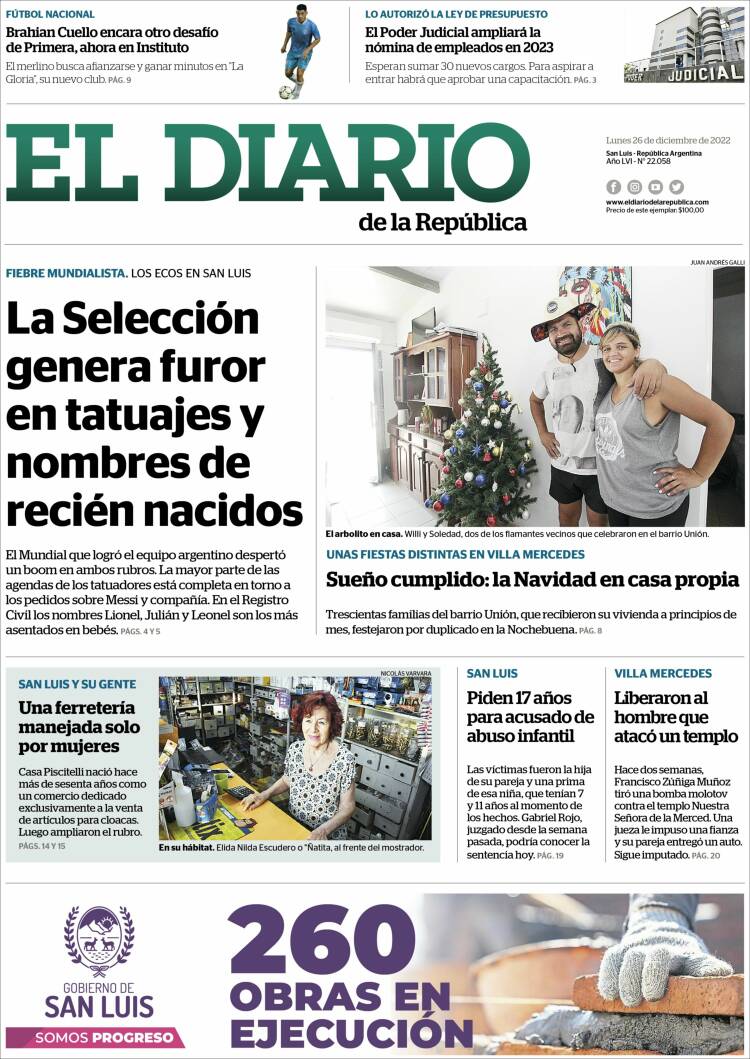 Portada de Diario de la República (Argentina)