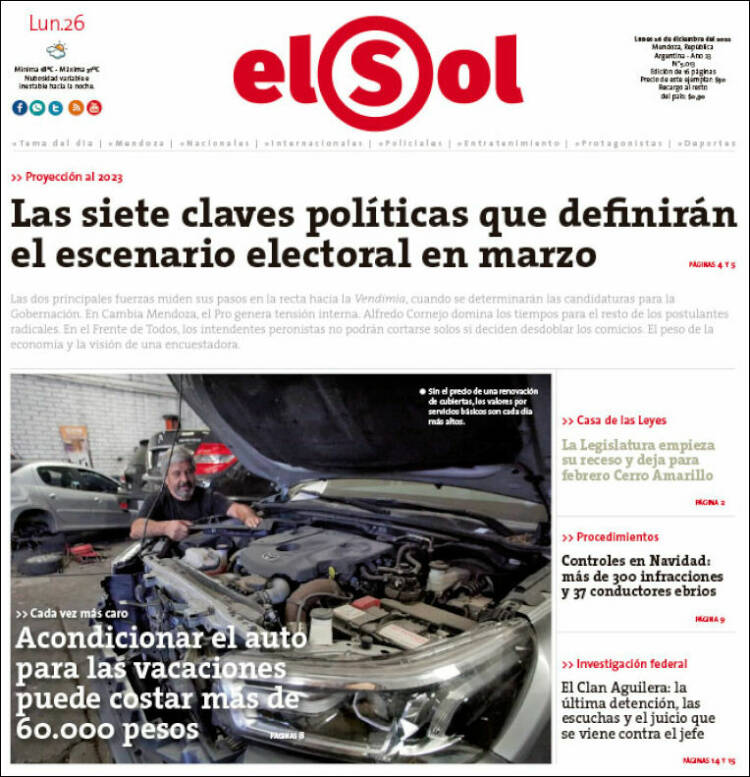 Portada de El Sol (Argentina)