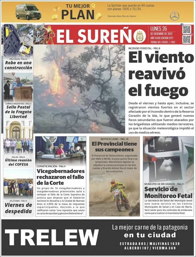 Portada de Diario El Sureño (Argentina)