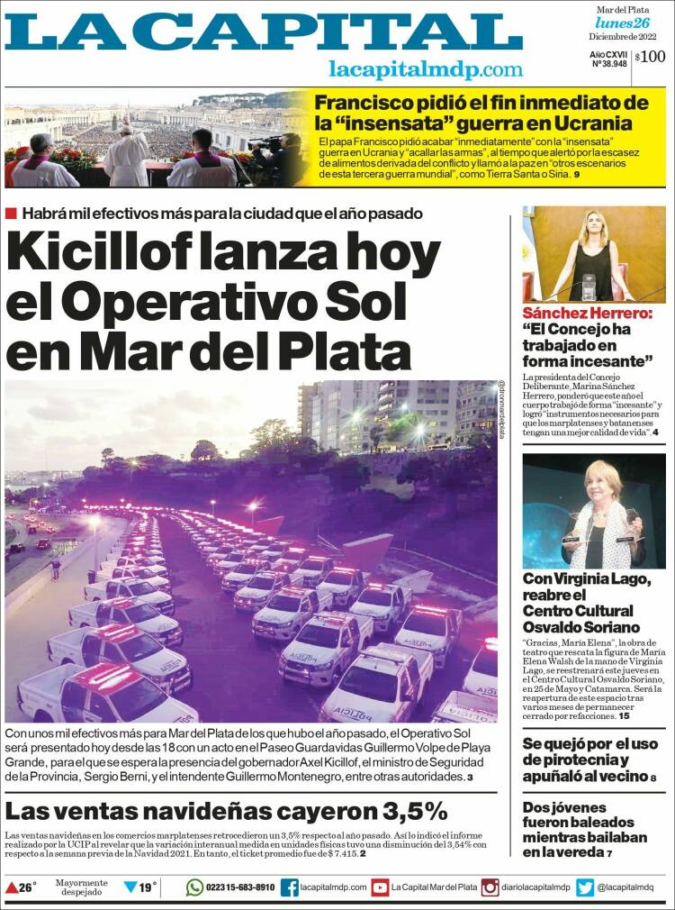 Portada de Diario La Capital - Mar del Plata (Argentina)