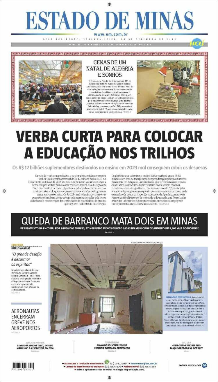 Portada de Jornal Estado de Minas (Br&eacute;sil)