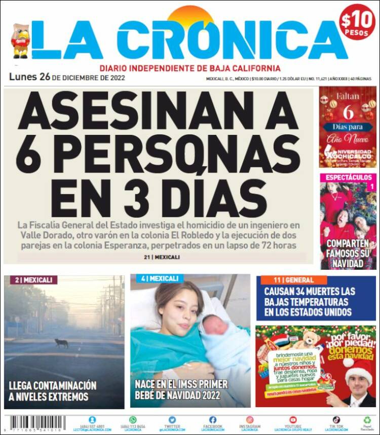 Portada de La Crónica de Baja California (Mexico)