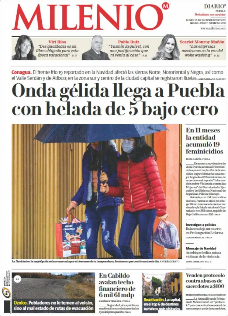 Portada de Milenio de Puebla (Mexico)