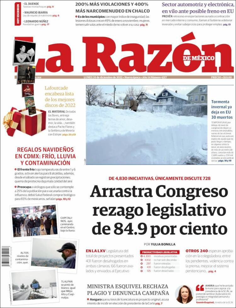 Portada de La Razón (Mexico)