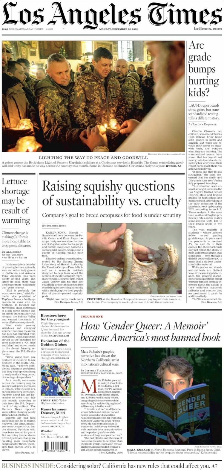 Portada de Los Angeles Times (USA)