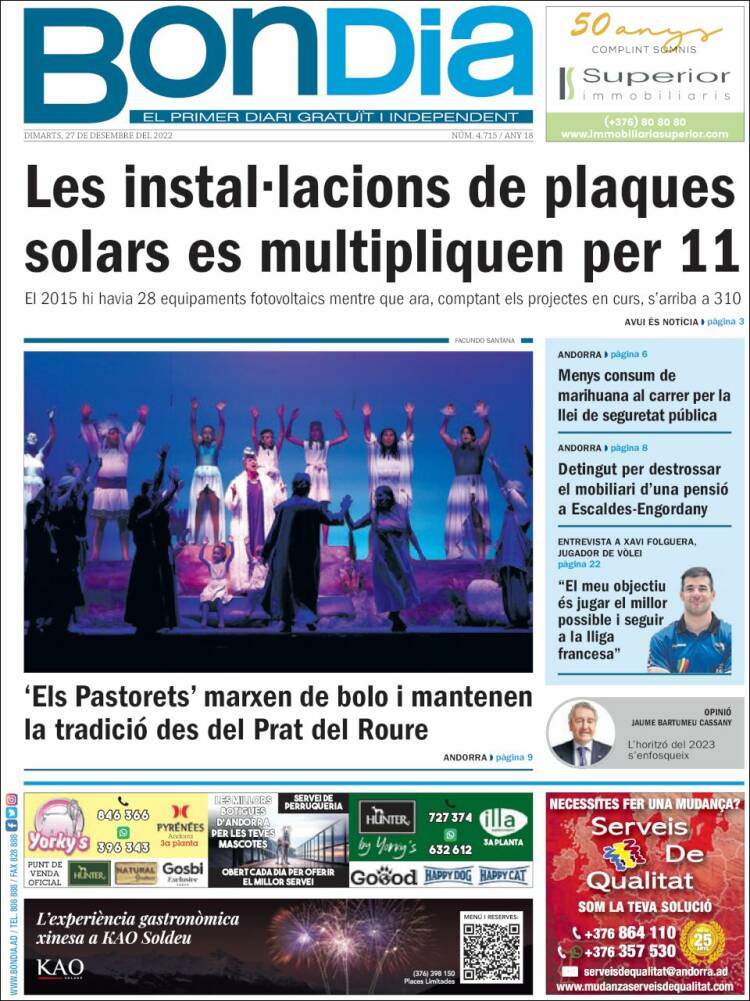 Portada de Diari Bondia (Andorra)